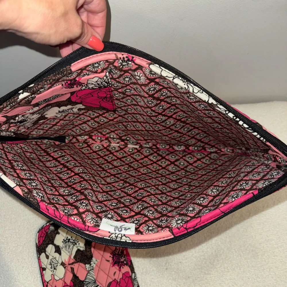 Vera Bradley Pink and Black Floral Laptop Bag Set